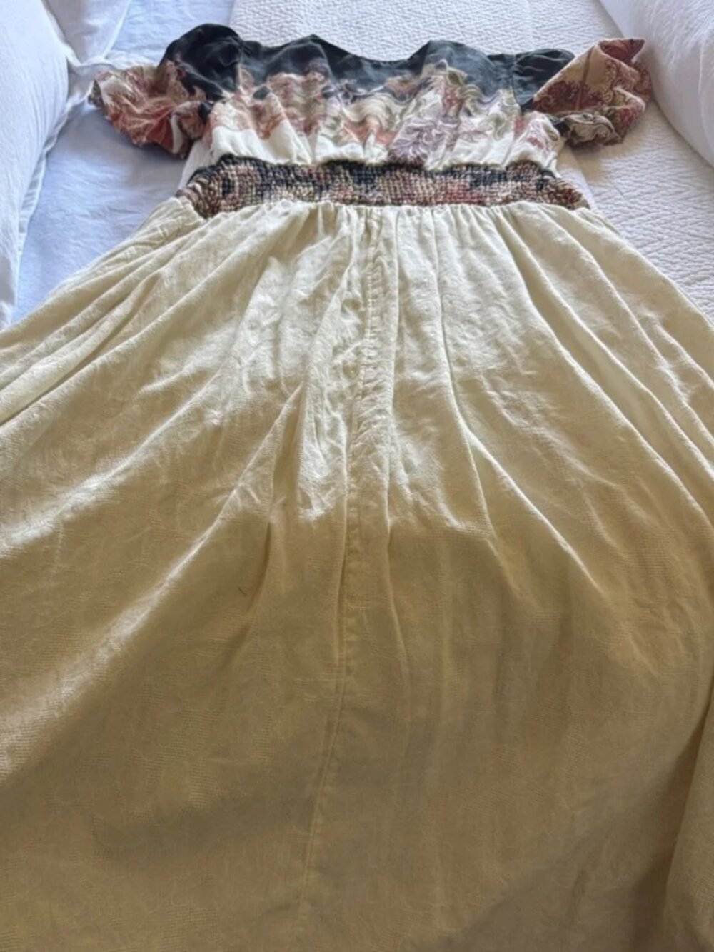 Anthropologie Cream and Black Floral Midi Dress - Picture 5 of 6